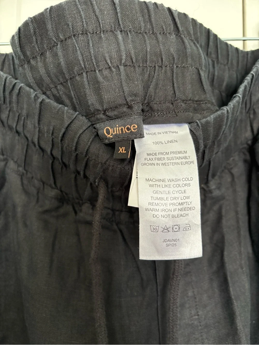 Quince 100% European Linen Wide Leg Pants in Black - Size XL - 26 inseam